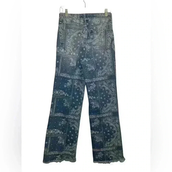 PTCL Hazel High Rise Wide Leg Jeans Bandana Patch Print Size 28 NWT - Picture 4 of 8